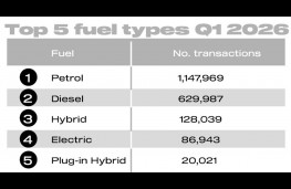 Used car market, Q1 2026, top fuel types